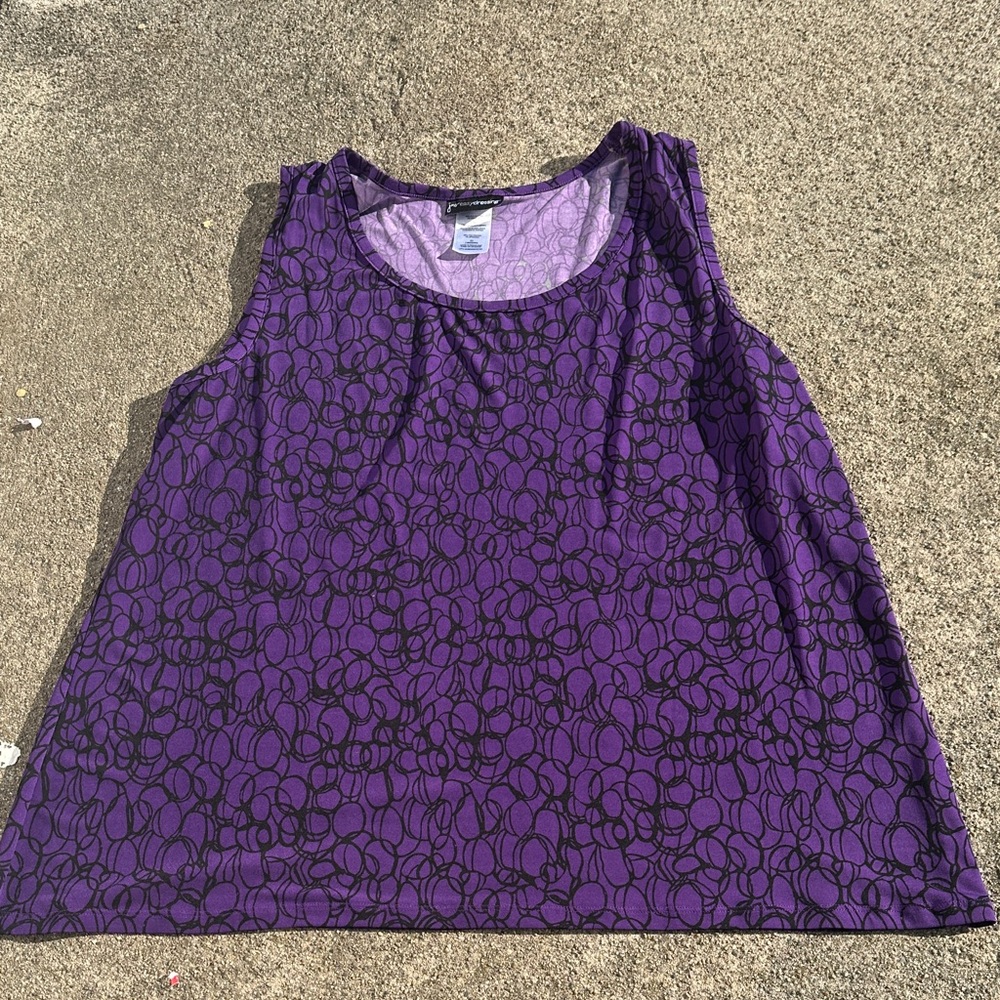 Purple Sleeveless Top with Black Pattern size 2X